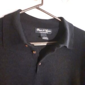 davis & squire sweater mens xl Navy Blue luxury extra fine merino wool sweater